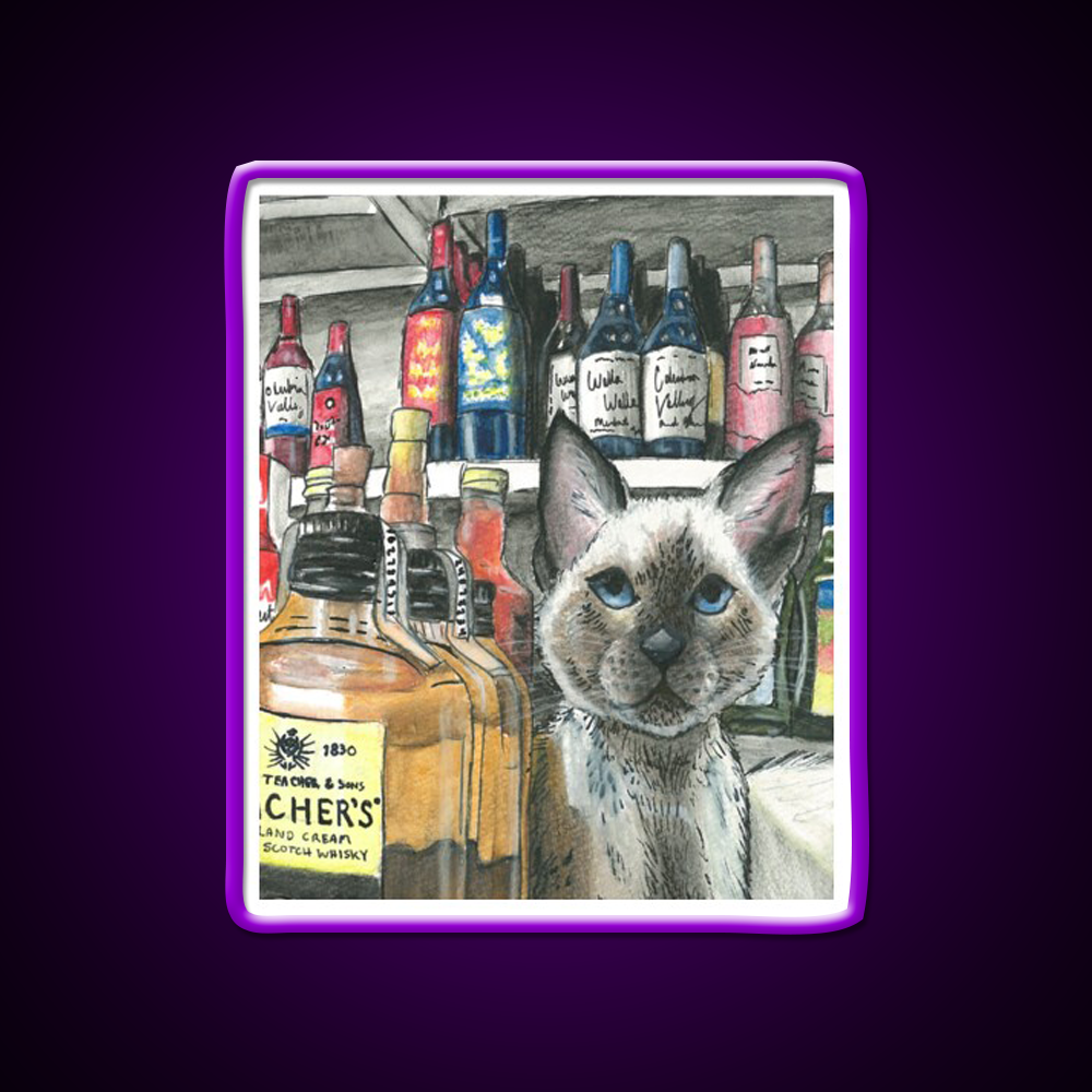 Bodega Cat Whiskey Drink Bar Led Neon Sign Rgb Color