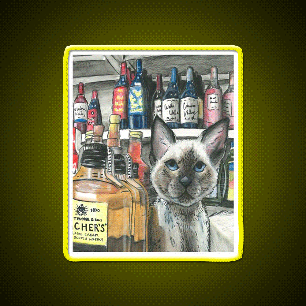 Bodega Cat Whiskey Drink Bar Led Neon Sign Rgb Color