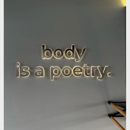 Body Is A Poetry 3D Backlit Channel Letters Led Light Sign - Shineneon