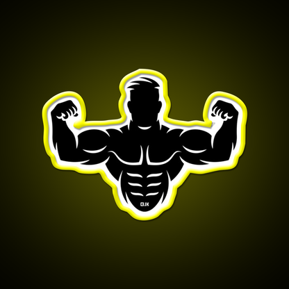 Bodybuilder Biceps Athletic Sports Black Gym Fitness Led Neon Sign Rgb Color
