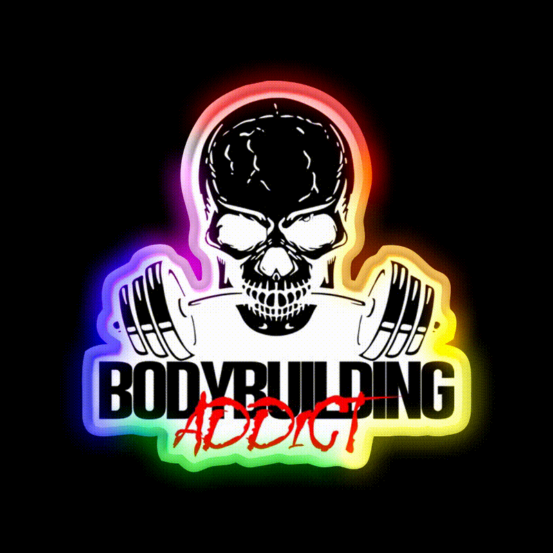 Bodybuilding Addict 11 Black Gym Fitness Led Neon Sign Rgb Color