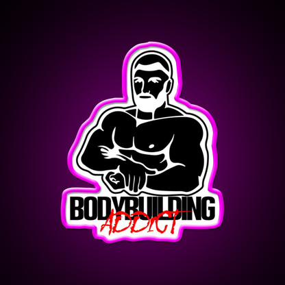 Bodybuilding Addict 12 Black Gym Fitness Led Neon Sign Rgb Color