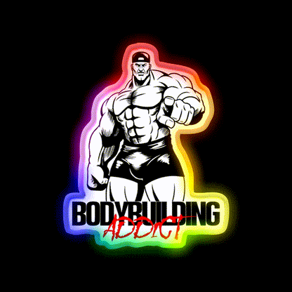 Bodybuilding Addict 13 Black Gym Fitness Led Neon Sign Rgb Color