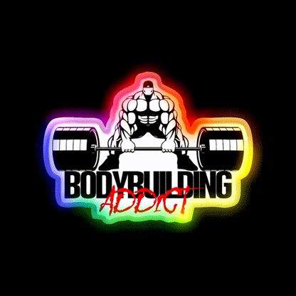 Bodybuilding Addict 14 Black Gym Fitness Led Neon Sign Rgb Color