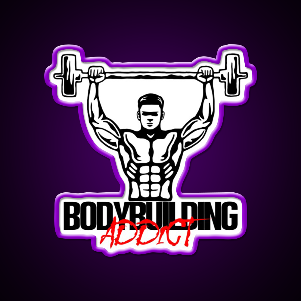 Bodybuilding Addict 15 Black Gym Fitness Led Neon Sign Rgb Color