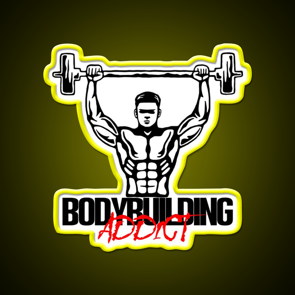 Bodybuilding Addict 15 Black Gym Fitness Led Neon Sign Rgb Color