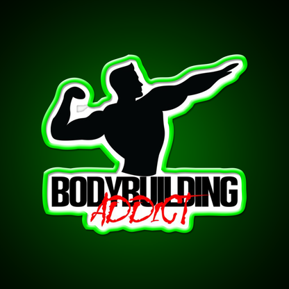 Bodybuilding Addict 2 Black Gym Fitness Led Neon Sign Rgb Color