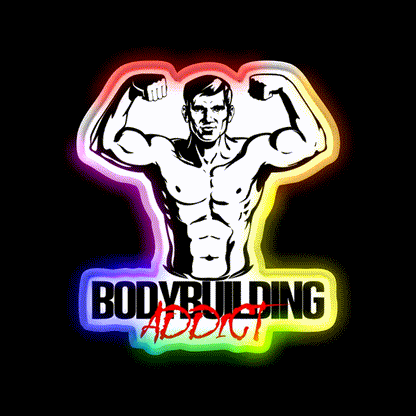 Bodybuilding Addict 4 Black Gym Fitness Led Neon Sign Rgb Color