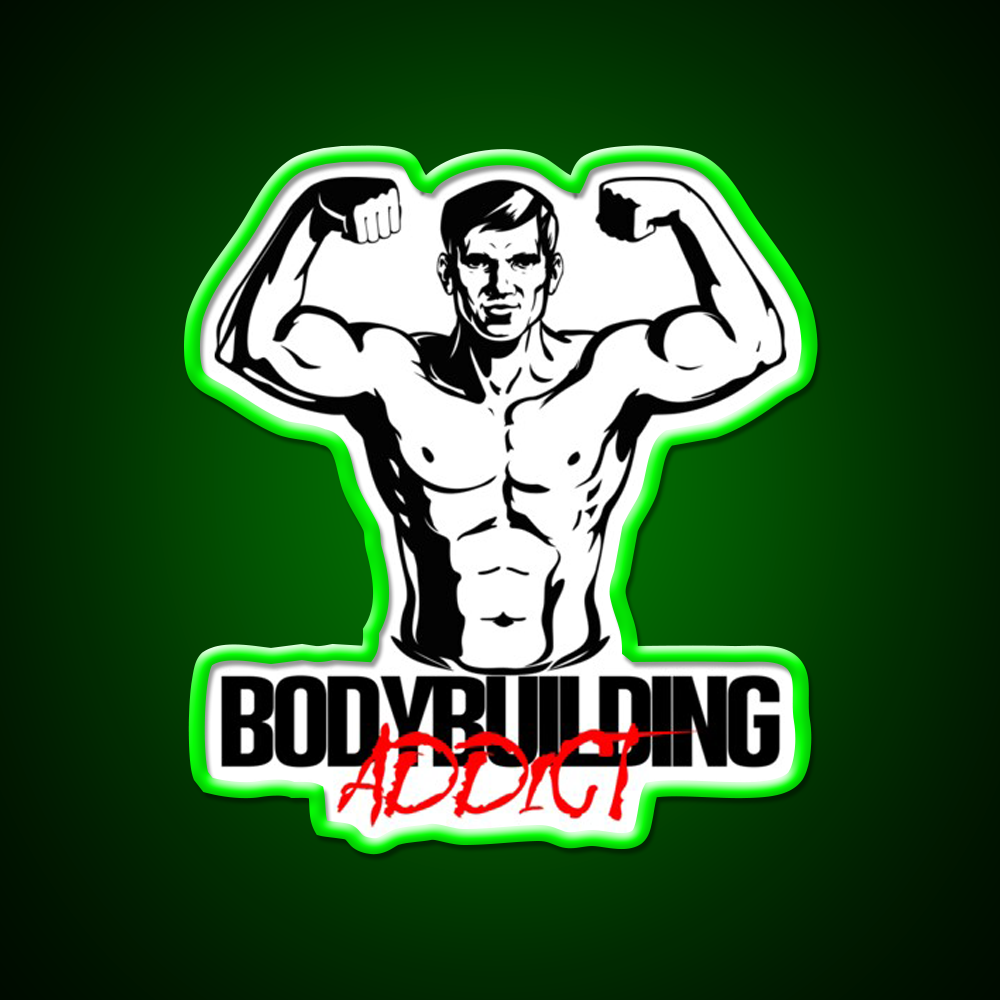 Bodybuilding Addict 4 Black Gym Fitness Led Neon Sign Rgb Color