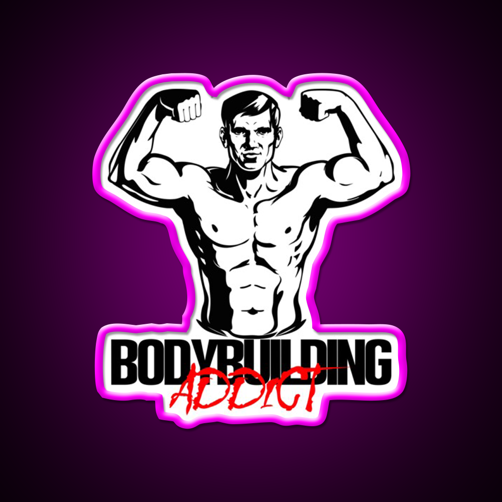 Bodybuilding Addict 4 Black Gym Fitness Led Neon Sign Rgb Color