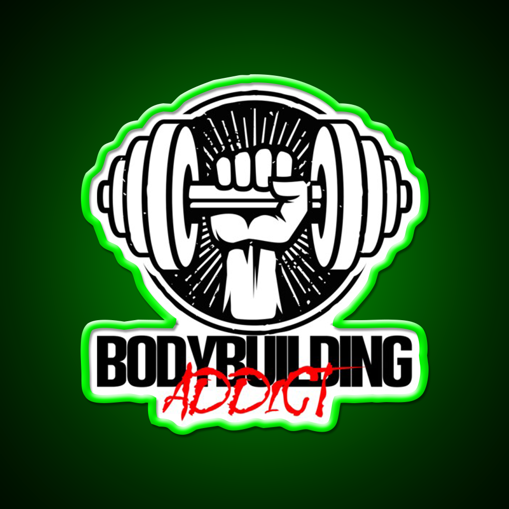 Bodybuilding Addict 6 Black Gym Fitness Led Neon Sign Rgb Color