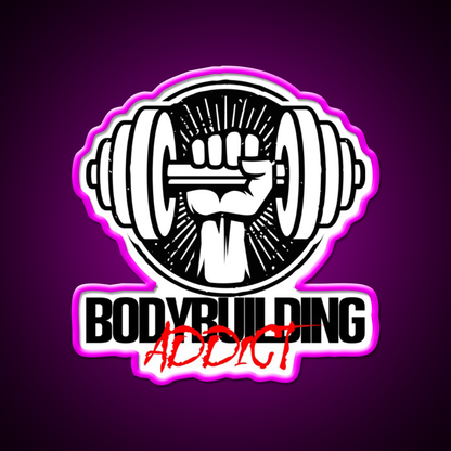 Bodybuilding Addict 6 Black Gym Fitness Led Neon Sign Rgb Color