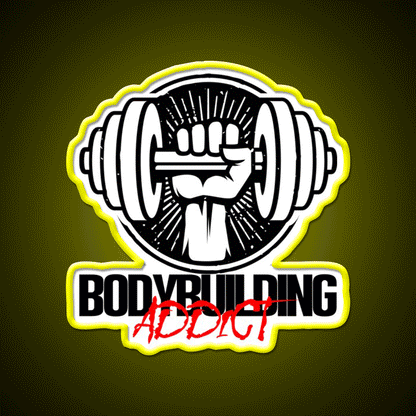 Bodybuilding Addict 6 Black Gym Fitness Led Neon Sign Rgb Color