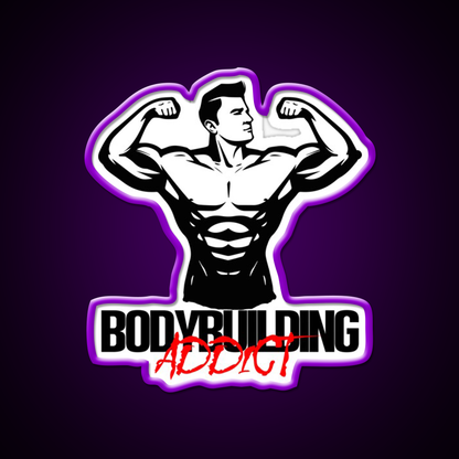 Bodybuilding Addict 7 Black Gym Fitness Led Neon Sign Rgb Color