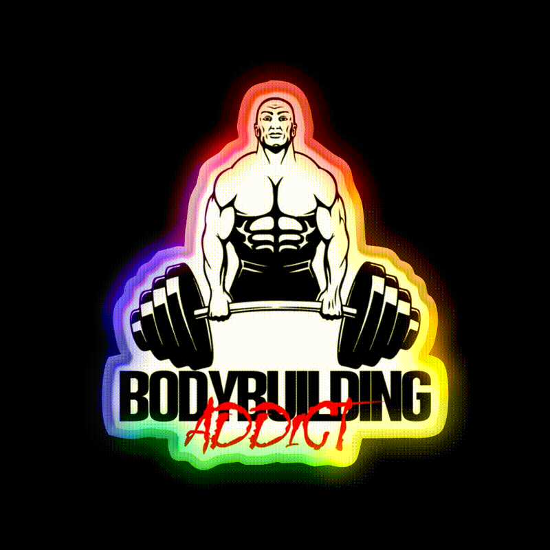 Bodybuilding Addict 8 Black Gym Fitness Led Neon Sign Rgb Color