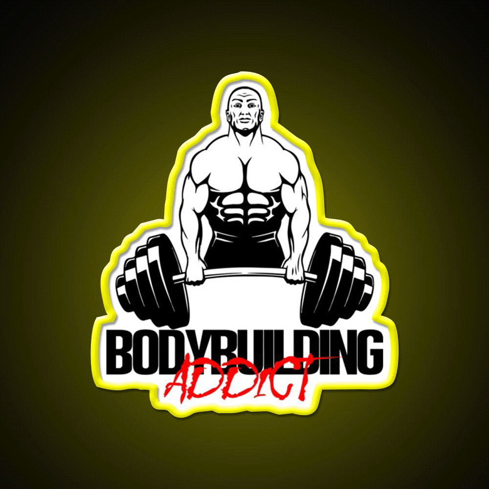 Bodybuilding Addict 8 Black Gym Fitness Led Neon Sign Rgb Color