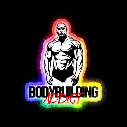 Bodybuilding Addict 9 Black Gym Fitness Led Neon Sign Rgb Color