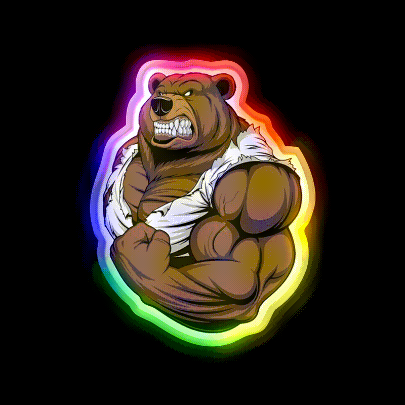 Bodybuilding Bear Gym Fitness Led Neon Sign Rgb Color