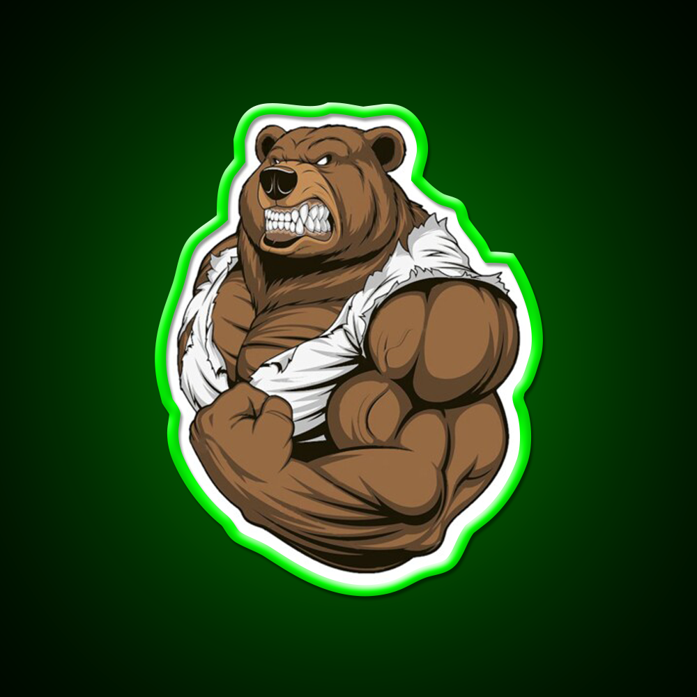 Bodybuilding Bear Gym Fitness Led Neon Sign Rgb Color