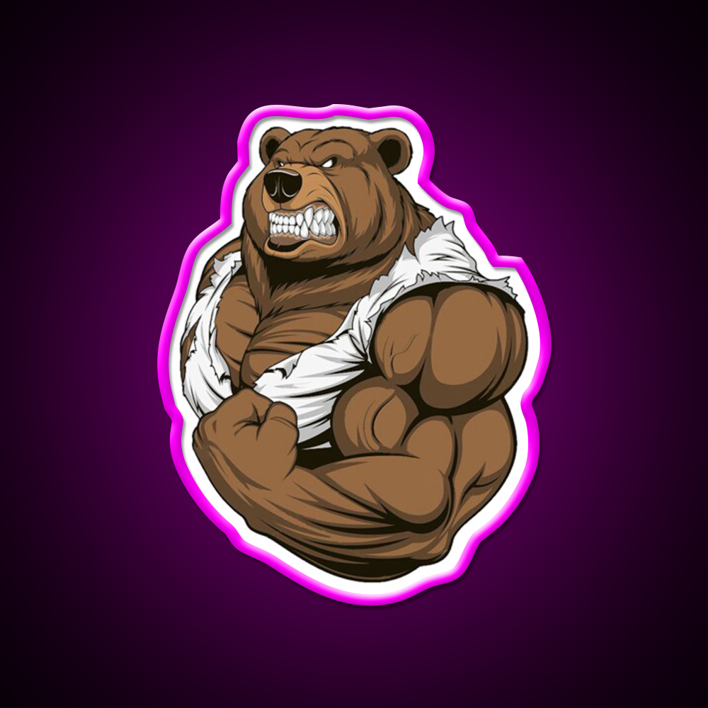 Bodybuilding Bear Gym Fitness Led Neon Sign Rgb Color