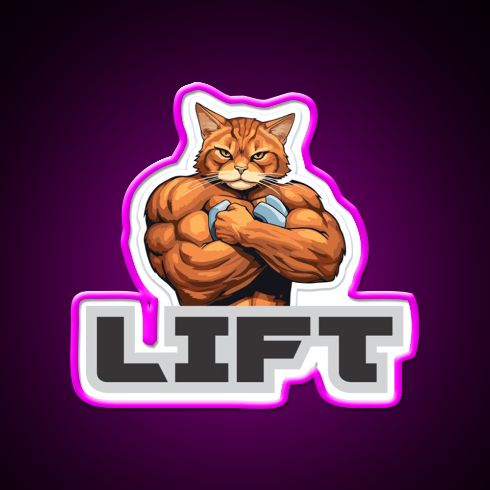 Bodybuilding Cat Gym Fitness Led Neon Sign Rgb Color