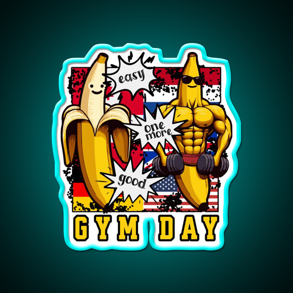 Bodybuilding Gym Day With Banana Gym Fitness Led Neon Sign Rgb Color - Size and dimension reference