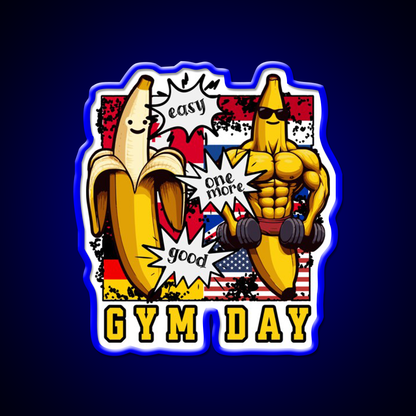 Bodybuilding Gym Day With Banana Gym Fitness Led Neon Sign Rgb Color - LED neon sign view 5