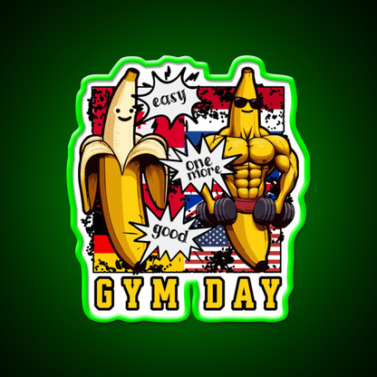 Bodybuilding Gym Day With Banana Gym Fitness Led Neon Sign Rgb Color - LED neon sign view 8