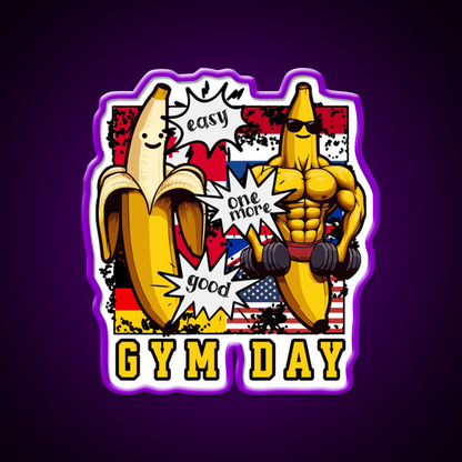 Bodybuilding Gym Day With Banana Gym Fitness Led Neon Sign Rgb Color - LED neon sign view 9