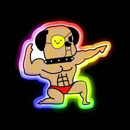 Bodybuilding Posing Dog Gym Fitness Led Neon Sign Rgb Color