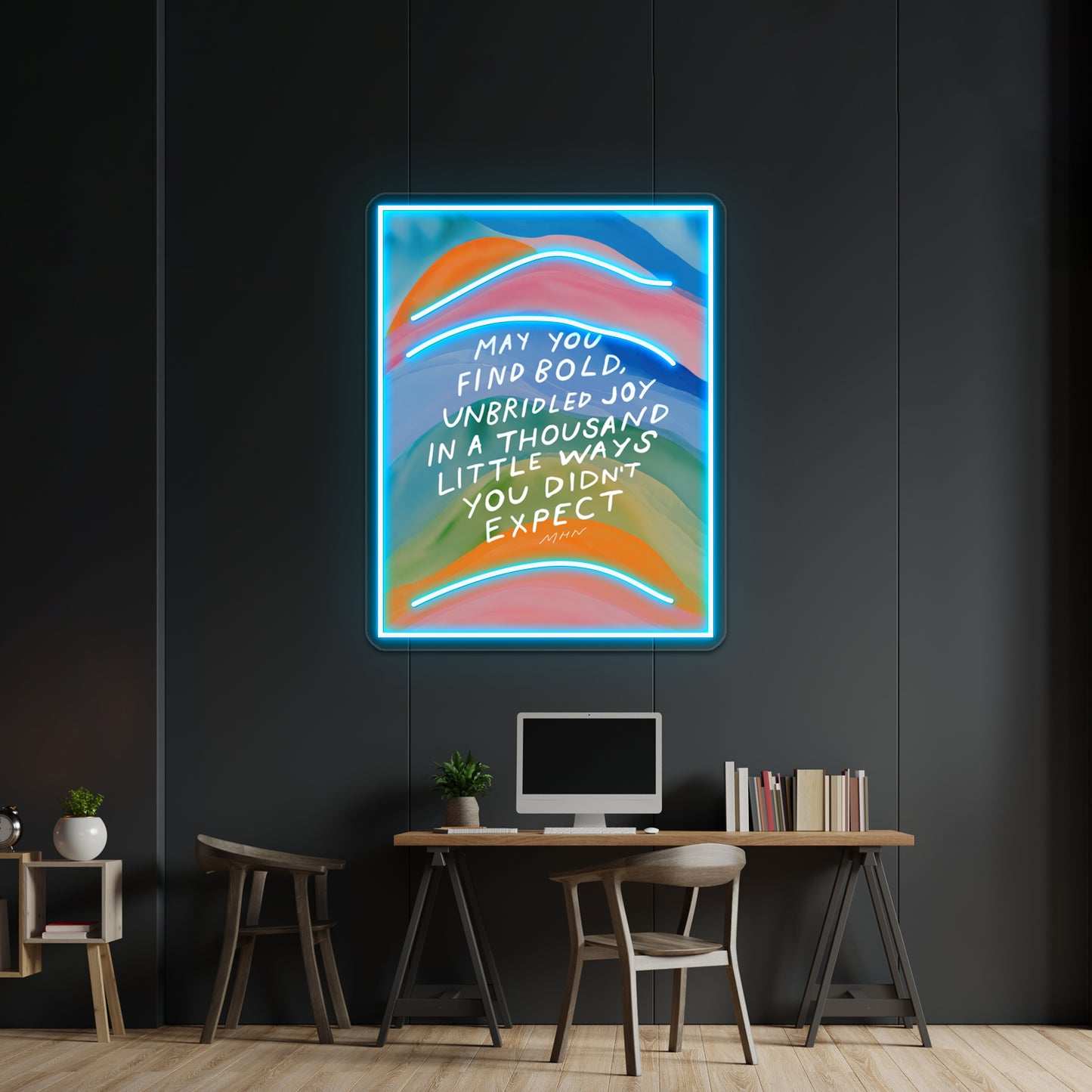 Bold Unbridled Joy Inspirational Art Wall Artwork Neon Signs