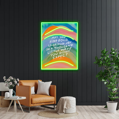 Bold Unbridled Joy Inspirational Art Wall Artwork Neon Signs