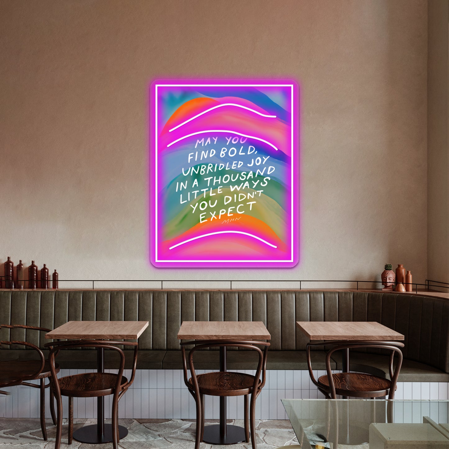 Bold Unbridled Joy Inspirational Art Wall Artwork Neon Signs