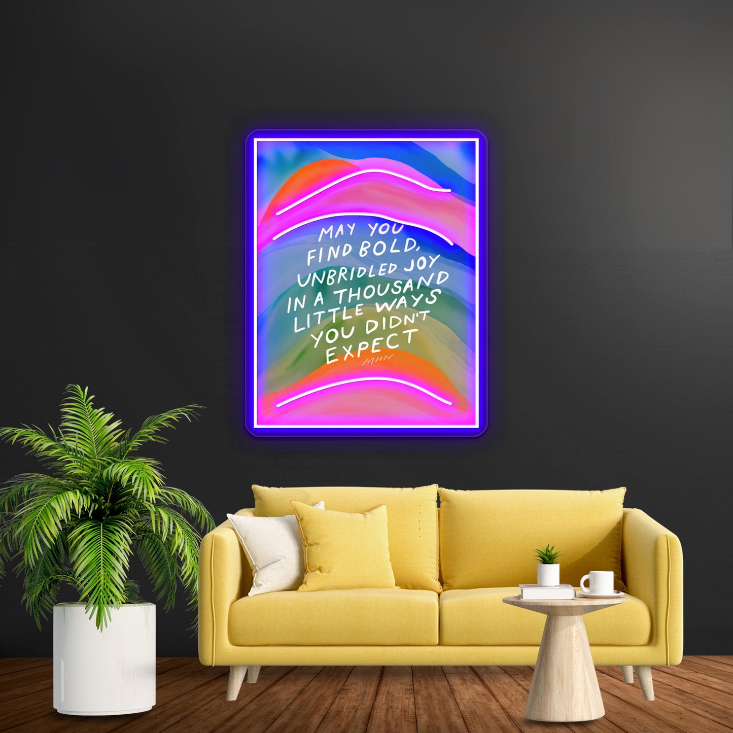 Bold Unbridled Joy Inspirational Art Wall Artwork Neon Signs