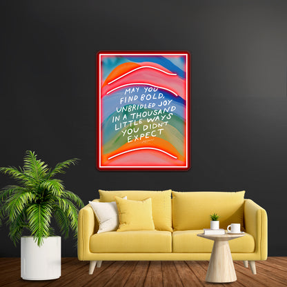 Bold Unbridled Joy Inspirational Art Wall Artwork Neon Signs