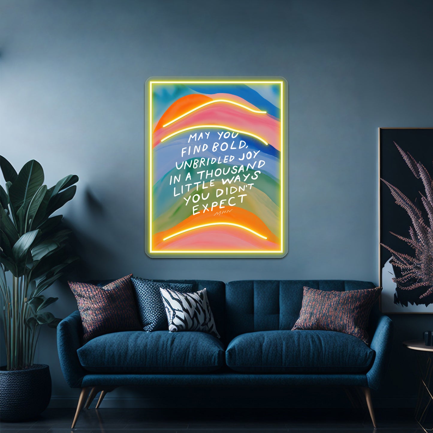 Bold Unbridled Joy Inspirational Art Wall Artwork Neon Signs