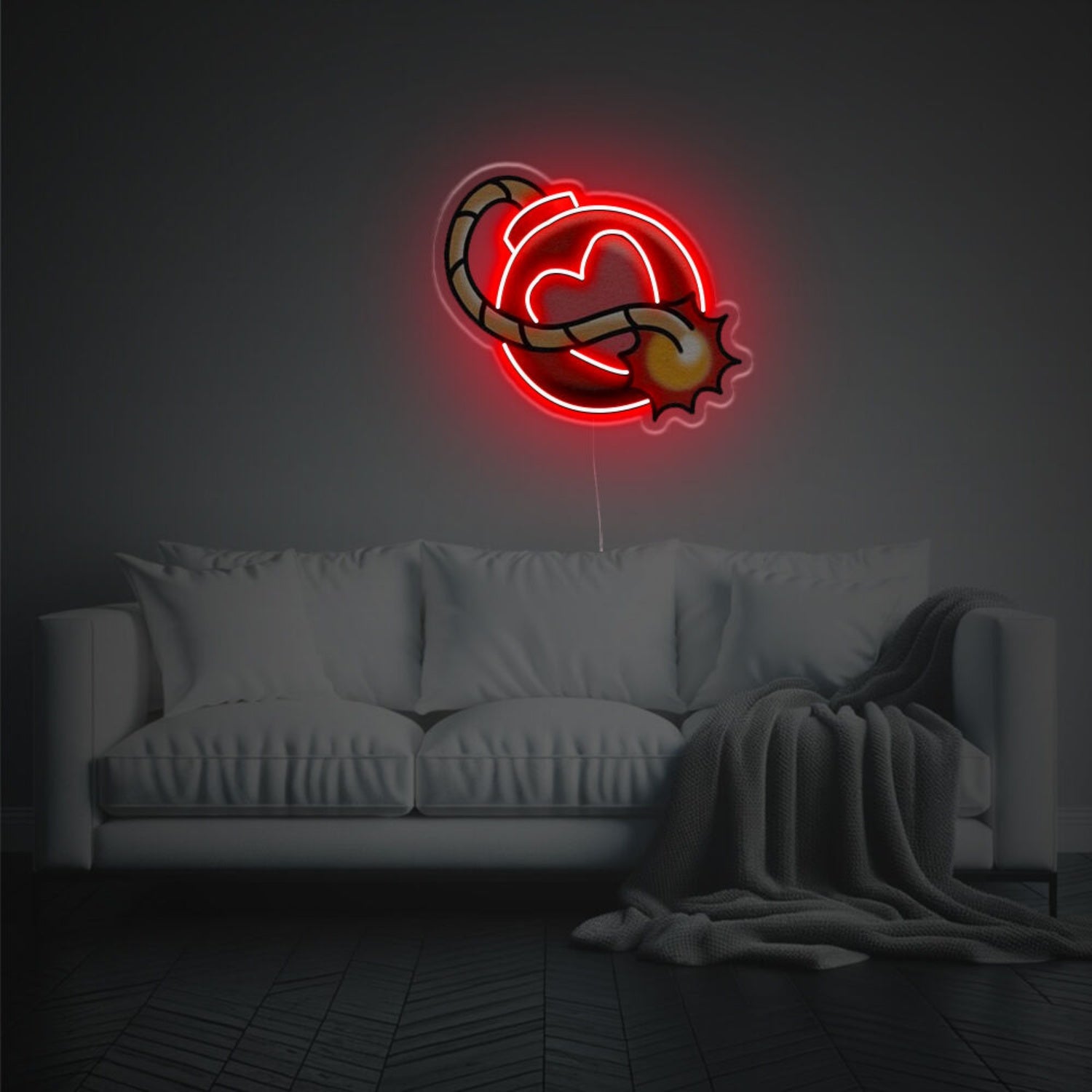 Bomb About To Explode With Heart Led Neon Acrylic Artwork | Shineneon