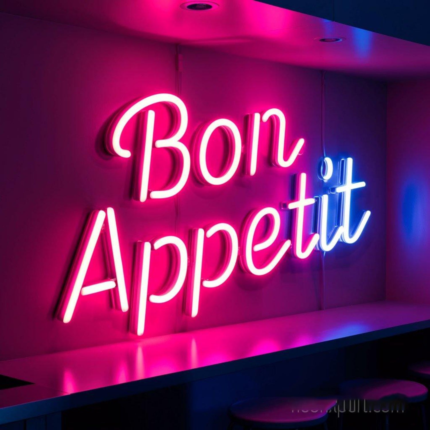 Bon Appetit Amber Script Led Neon Sign For Restaurant Kitchen Wall Decor | Shineneon