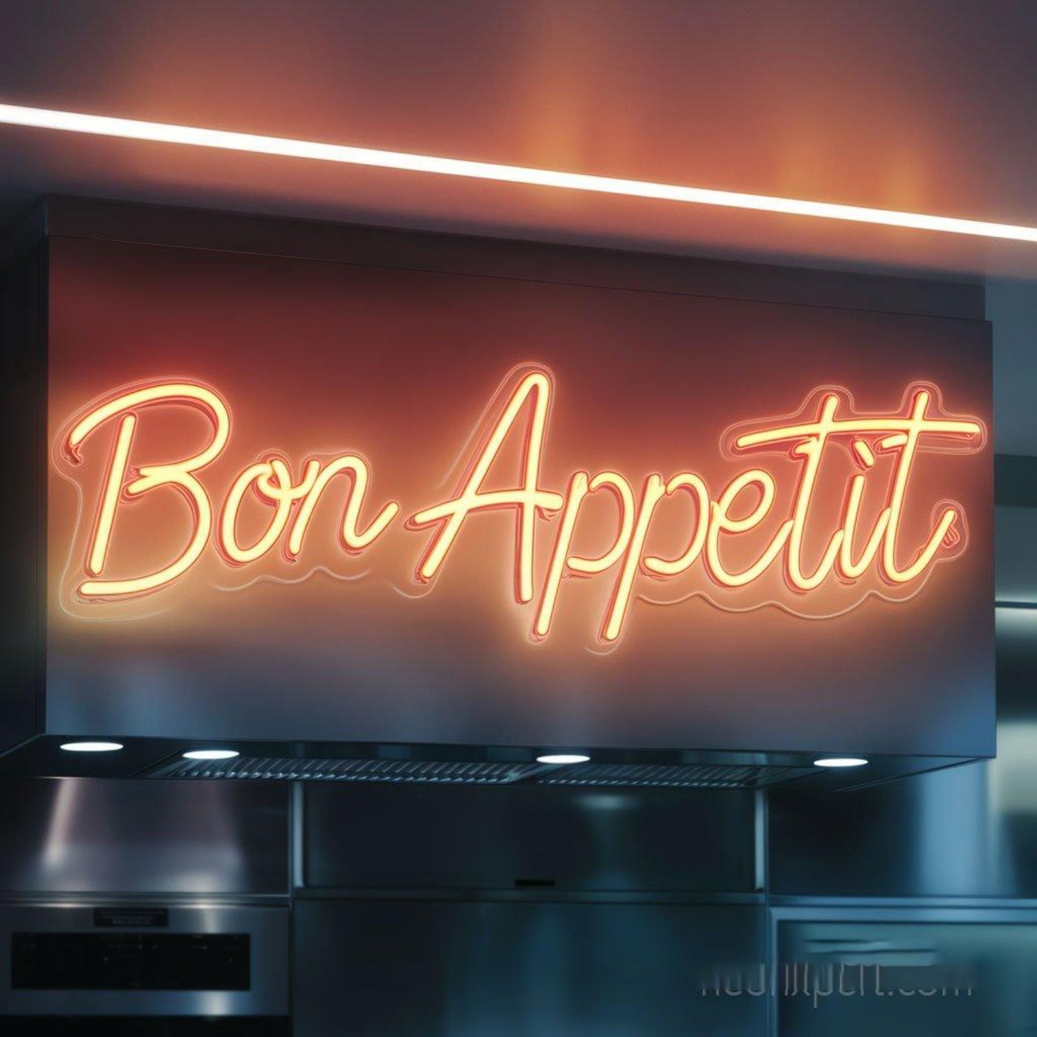 Bon Appetit Amber Script Led Neon Sign For Restaurant Kitchen Wall Decor | Shineneon