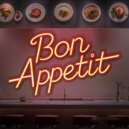 Bon Appetit Amber Script Led Neon Sign For Restaurant Kitchen Wall Decor | Shineneon