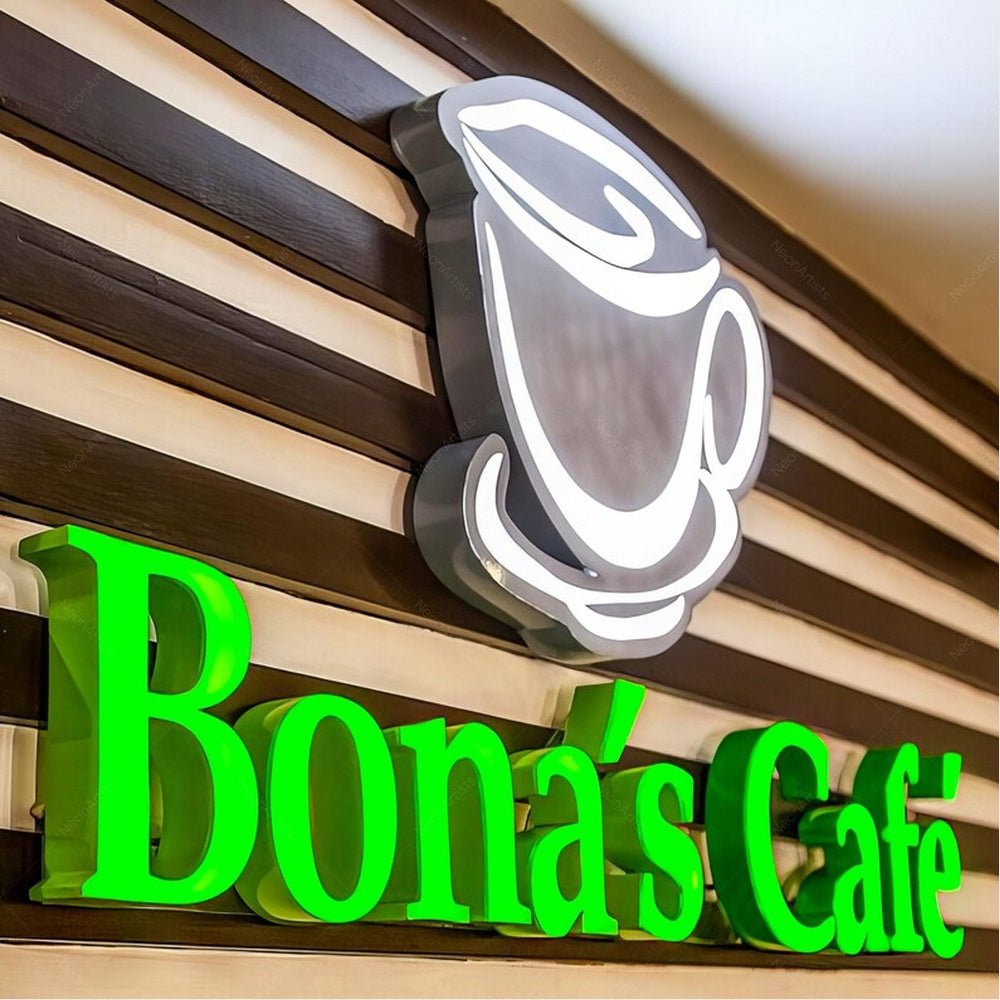 Bonas Cafe 3D Frontlit And Backlit Channel Letter Led Light Sign - Shineneon
