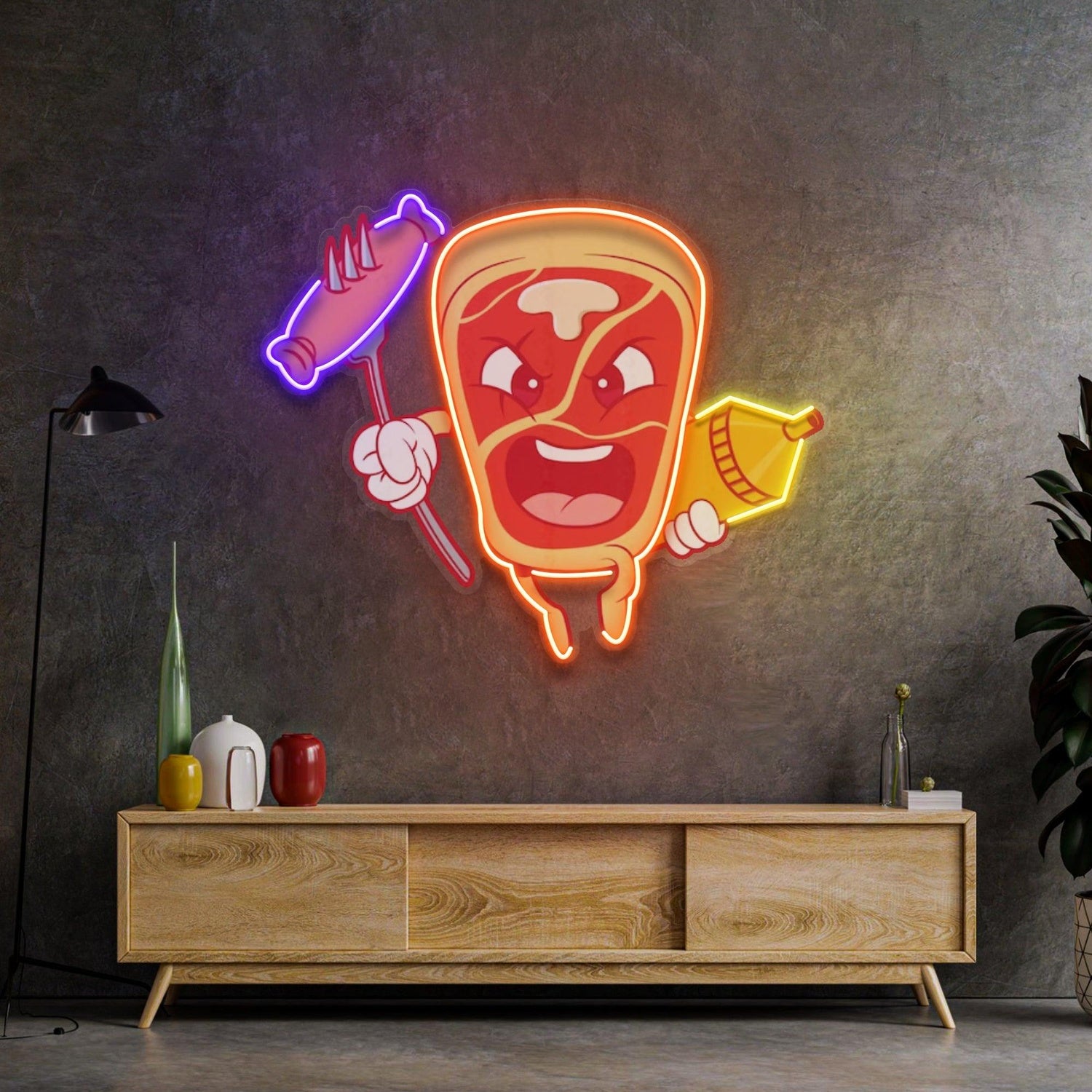 Bone Steak Uv Printed Led Neon Sign Light Pop Art | Shineneon