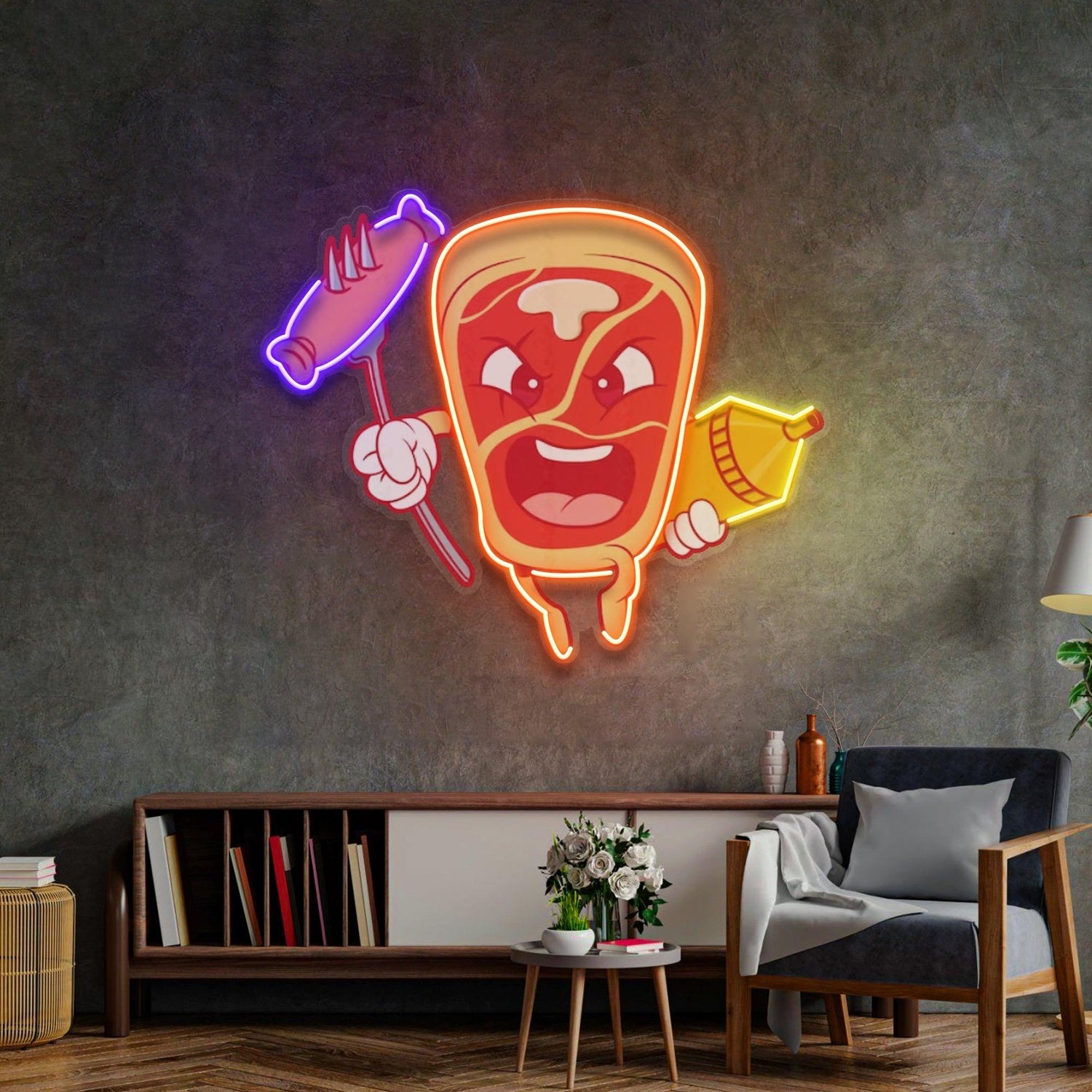 Bone Steak Uv Printed Led Neon Sign Light Pop Art | Shineneon