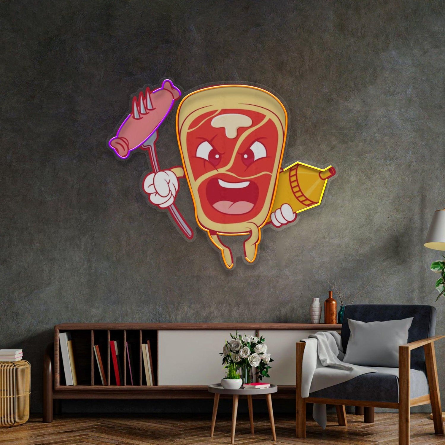 Bone Steak Uv Printed Led Neon Sign Light Pop Art | Shineneon