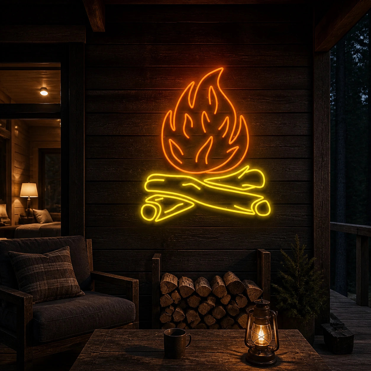 Bonfire Dark Wall Vintage LED Neon Sign high-converting product image