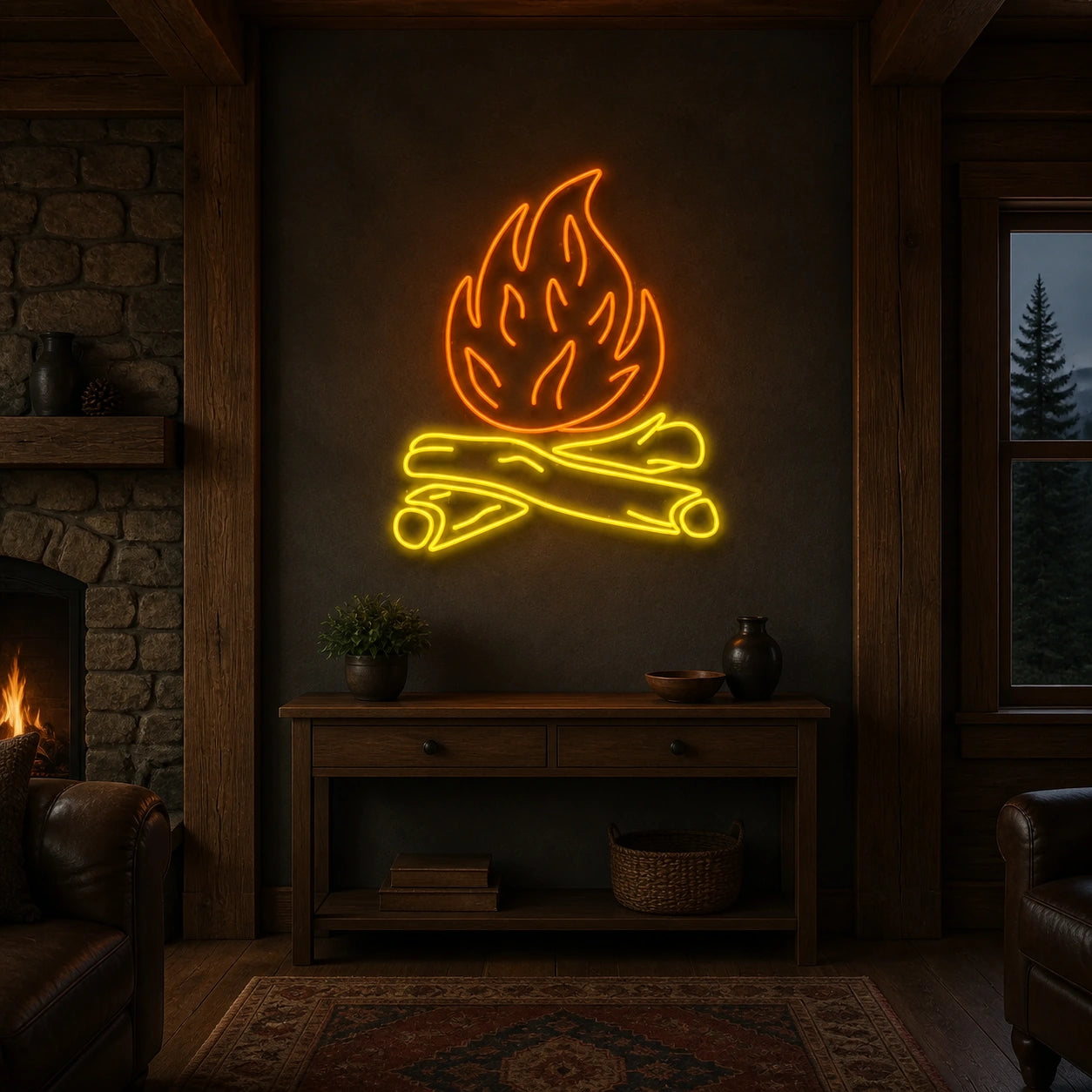 Bonfire Dark Wall Vintage LED Neon Sign size image