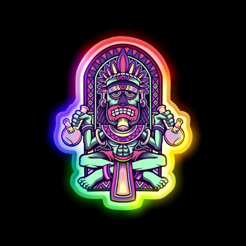 Bong Tiki Weed Hemp Inspired Green Leaf Led Neon Sign Rgb Color - LED neon sign close-up detail