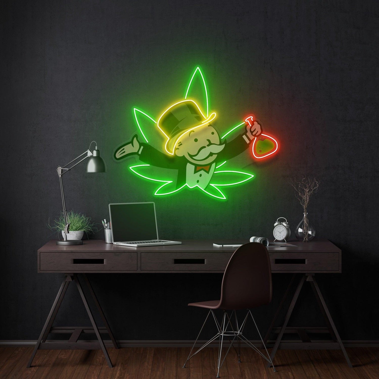 Bongopoly Cartoon Character Uv Printed Led Neon Sign Artwork For Study Room Decor | Shineneon