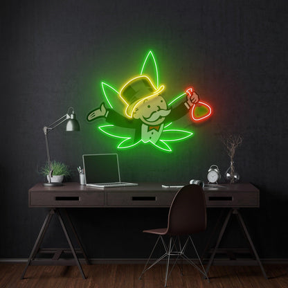 Bongopoly Cartoon Character Uv Printed Led Neon Sign Artwork For Study Room Decor | Shineneon