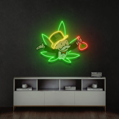 Bongopoly Cartoon Character Uv Printed Led Neon Sign Artwork For Study Room Decor | Shineneon